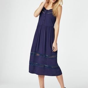 Pinafore Midi Dress Blue NWOT